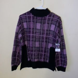 Nine West Plaid Mock-Neck Sweater